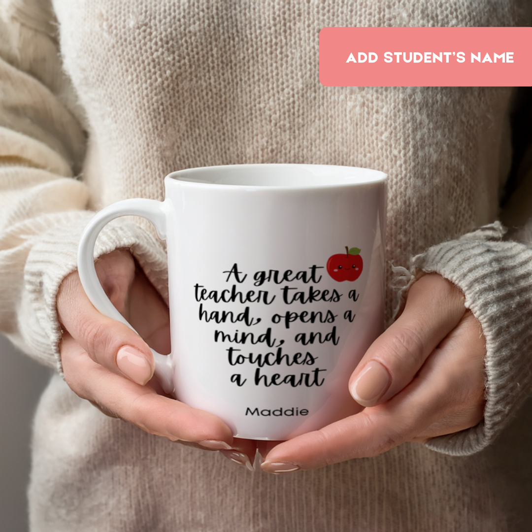 11oz White Ceramic Mug | Teacher Crayon Design with Personalization