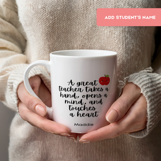 11oz White Ceramic Mug | Teacher Crayon Design with Personalization
